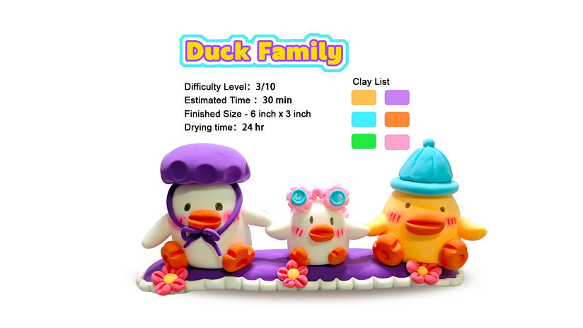 Duck Family CoolorCat Air Dry Clay Step by Step Tutorial